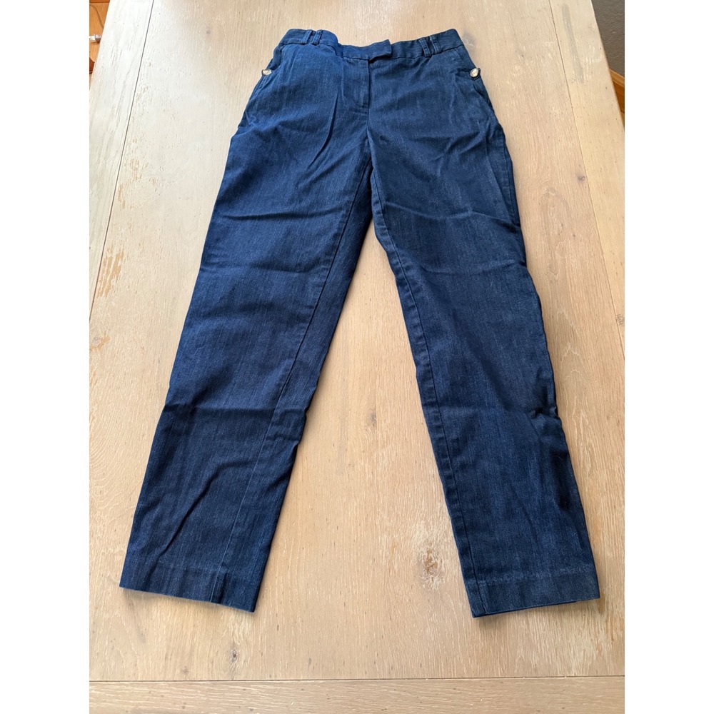 Talbots Womens Size 4‎ Dark Wash Stretch Denim Straight Leg Trousers Blue Pants